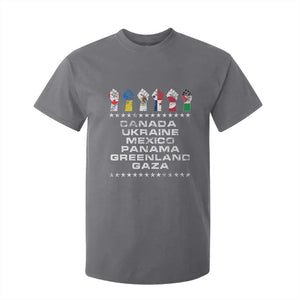 Canada Greenland Mexico Panama Gaza Ukraine Pride T Shirt For Kid Hand Fist TS11 Charcoal Print Your Wear