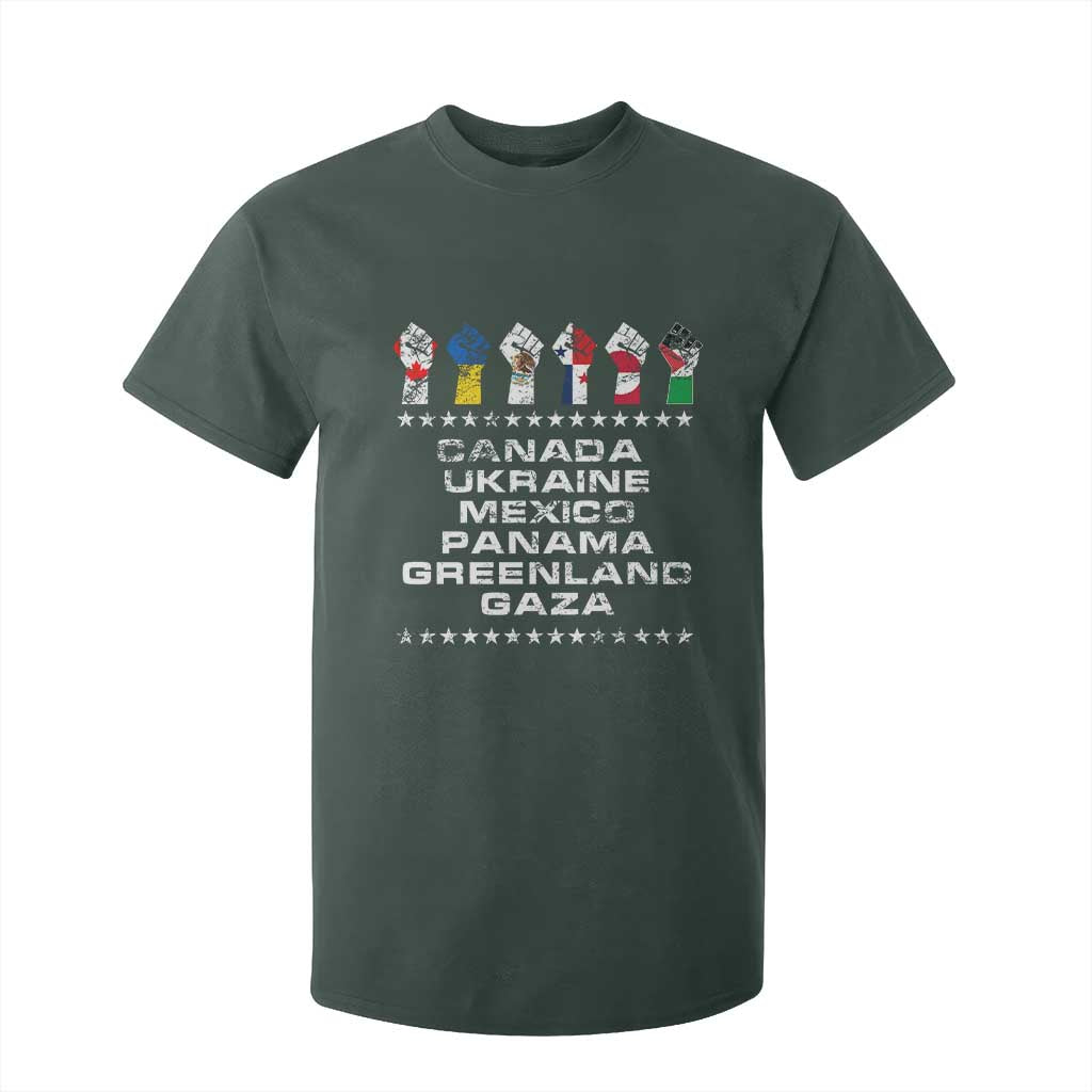 Canada Greenland Mexico Panama Gaza Ukraine Pride T Shirt For Kid Hand Fist TS11 Dark Forest Green Print Your Wear