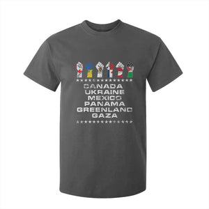 Canada Greenland Mexico Panama Gaza Ukraine Pride T Shirt For Kid Hand Fist TS11 Dark Heather Print Your Wear