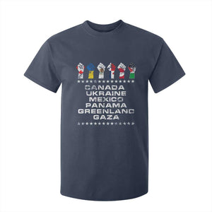 Canada Greenland Mexico Panama Gaza Ukraine Pride T Shirt For Kid Hand Fist TS11 Navy Print Your Wear