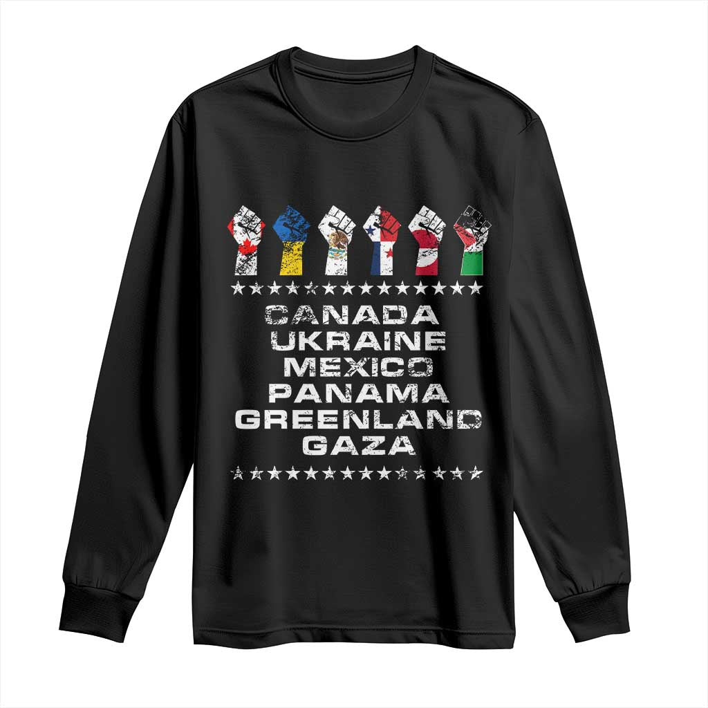 Canada Greenland Mexico Panama Gaza Ukraine Pride Long Sleeve Shirt Hand Fist TS11 Black Print Your Wear