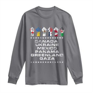 Canada Greenland Mexico Panama Gaza Ukraine Pride Long Sleeve Shirt Hand Fist TS11 Charcoal Print Your Wear