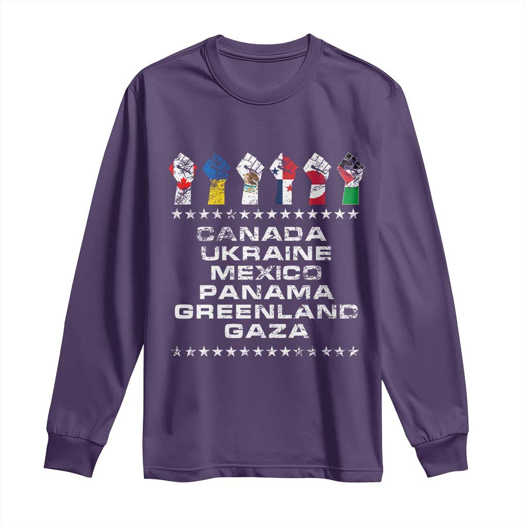Canada Greenland Mexico Panama Gaza Ukraine Pride Long Sleeve Shirt Hand Fist TS11 Purple Print Your Wear