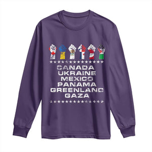 Canada Greenland Mexico Panama Gaza Ukraine Pride Long Sleeve Shirt Hand Fist TS11 Purple Print Your Wear
