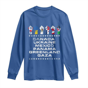Canada Greenland Mexico Panama Gaza Ukraine Pride Long Sleeve Shirt Hand Fist TS11 Royal Blue Print Your Wear