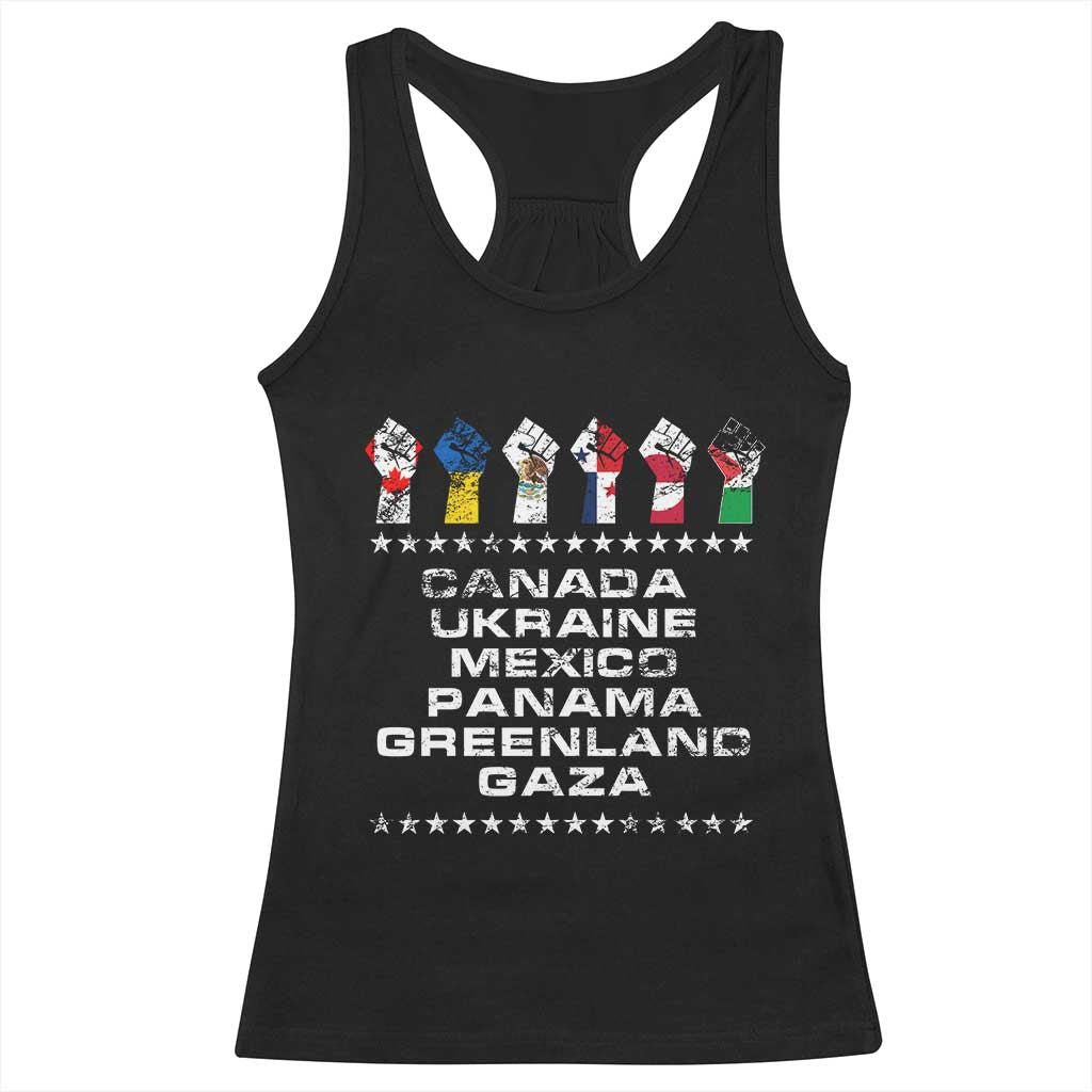 Canada Greenland Mexico Panama Gaza Ukraine Pride Racerback Tank Top Hand Fist TS11 Black Print Your Wear