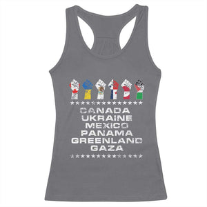 Canada Greenland Mexico Panama Gaza Ukraine Pride Racerback Tank Top Hand Fist TS11 Charcoal Print Your Wear