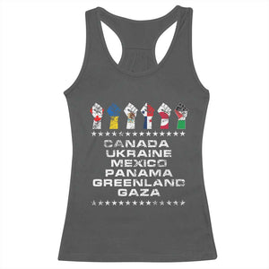 Canada Greenland Mexico Panama Gaza Ukraine Pride Racerback Tank Top Hand Fist TS11 Dark Heather Print Your Wear