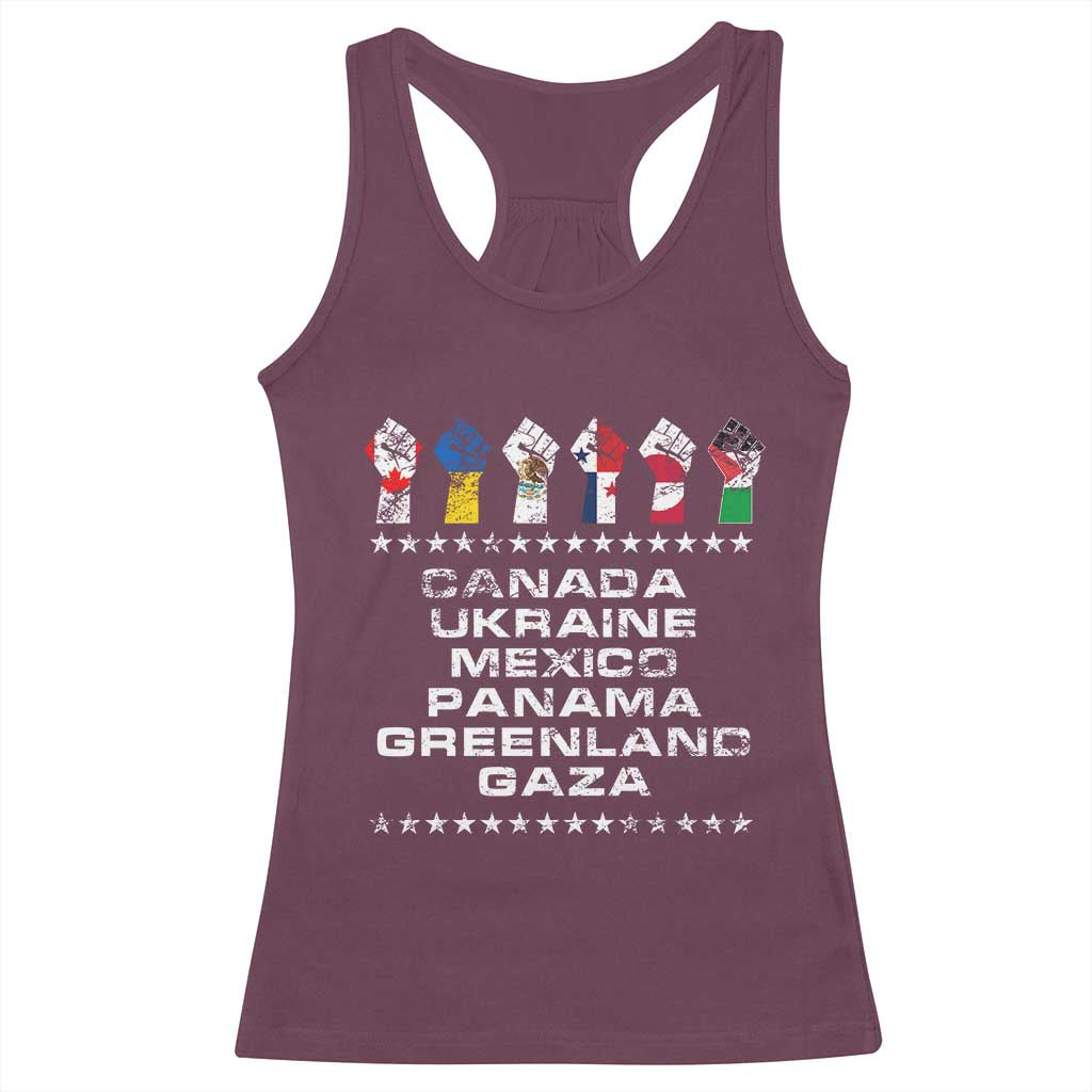 Canada Greenland Mexico Panama Gaza Ukraine Pride Racerback Tank Top Hand Fist TS11 Maroon Print Your Wear