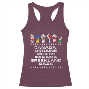 Canada Greenland Mexico Panama Gaza Ukraine Pride Racerback Tank Top Hand Fist TS11 Maroon Print Your Wear