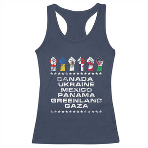 Canada Greenland Mexico Panama Gaza Ukraine Pride Racerback Tank Top Hand Fist TS11 Navy Print Your Wear