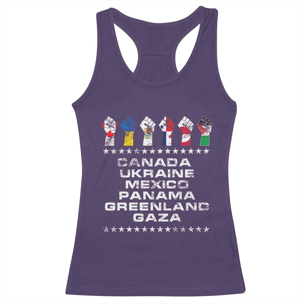 Canada Greenland Mexico Panama Gaza Ukraine Pride Racerback Tank Top Hand Fist TS11 Purple Print Your Wear