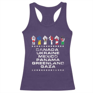 Canada Greenland Mexico Panama Gaza Ukraine Pride Racerback Tank Top Hand Fist TS11 Purple Print Your Wear