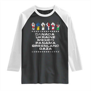 Canada Greenland Mexico Panama Gaza Ukraine Pride Raglan Shirt Hand Fist TS11 Black White Print Your Wear