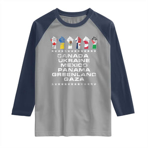 Canada Greenland Mexico Panama Gaza Ukraine Pride Raglan Shirt Hand Fist TS11 Sport Gray Navy Print Your Wear
