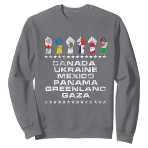 Canada Greenland Mexico Panama Gaza Ukraine Pride Sweatshirt Hand Fist TS11 Charcoal Print Your Wear