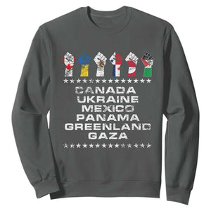 Canada Greenland Mexico Panama Gaza Ukraine Pride Sweatshirt Hand Fist TS11 Dark Heather Print Your Wear