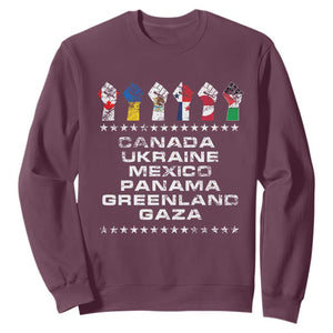 Canada Greenland Mexico Panama Gaza Ukraine Pride Sweatshirt Hand Fist TS11 Maroon Print Your Wear