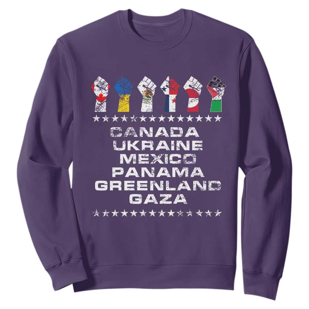Canada Greenland Mexico Panama Gaza Ukraine Pride Sweatshirt Hand Fist TS11 Purple Print Your Wear