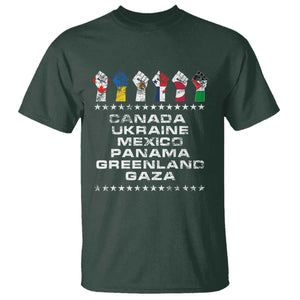 Canada Greenland Mexico Panama Gaza Ukraine Pride T Shirt Hand Fist TS11 Dark Forest Green Print Your Wear