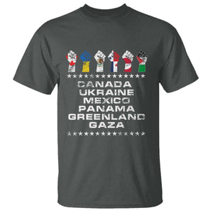 Canada Greenland Mexico Panama Gaza Ukraine Pride T Shirt Hand Fist TS11 Dark Heather Print Your Wear