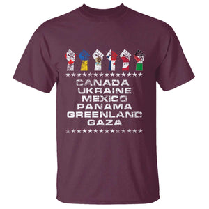 Canada Greenland Mexico Panama Gaza Ukraine Pride T Shirt Hand Fist TS11 Maroon Print Your Wear