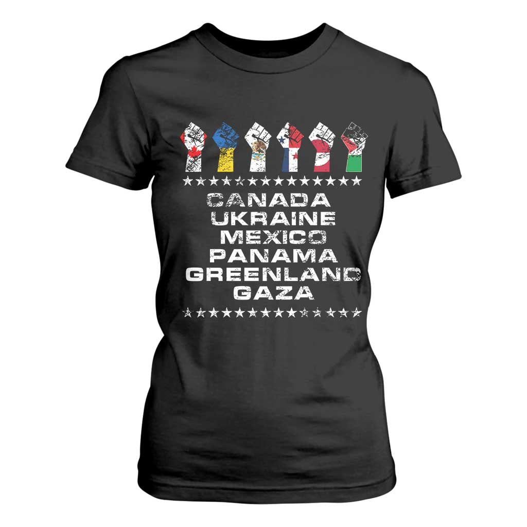 Canada Greenland Mexico Panama Gaza Ukraine Pride T Shirt For Women Hand Fist TS11 Black Print Your Wear