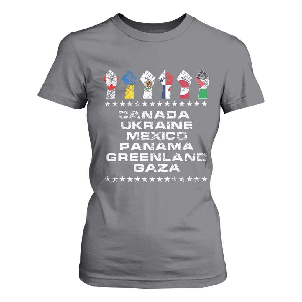 Canada Greenland Mexico Panama Gaza Ukraine Pride T Shirt For Women Hand Fist TS11 Charcoal Print Your Wear