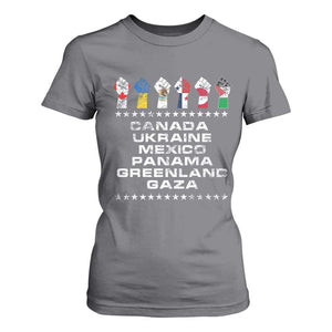 Canada Greenland Mexico Panama Gaza Ukraine Pride T Shirt For Women Hand Fist TS11 Charcoal Print Your Wear