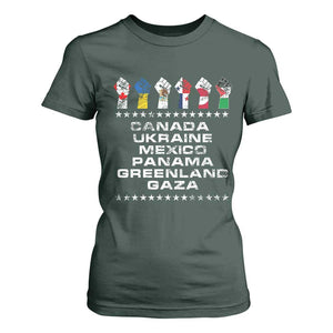 Canada Greenland Mexico Panama Gaza Ukraine Pride T Shirt For Women Hand Fist TS11 Dark Forest Green Print Your Wear