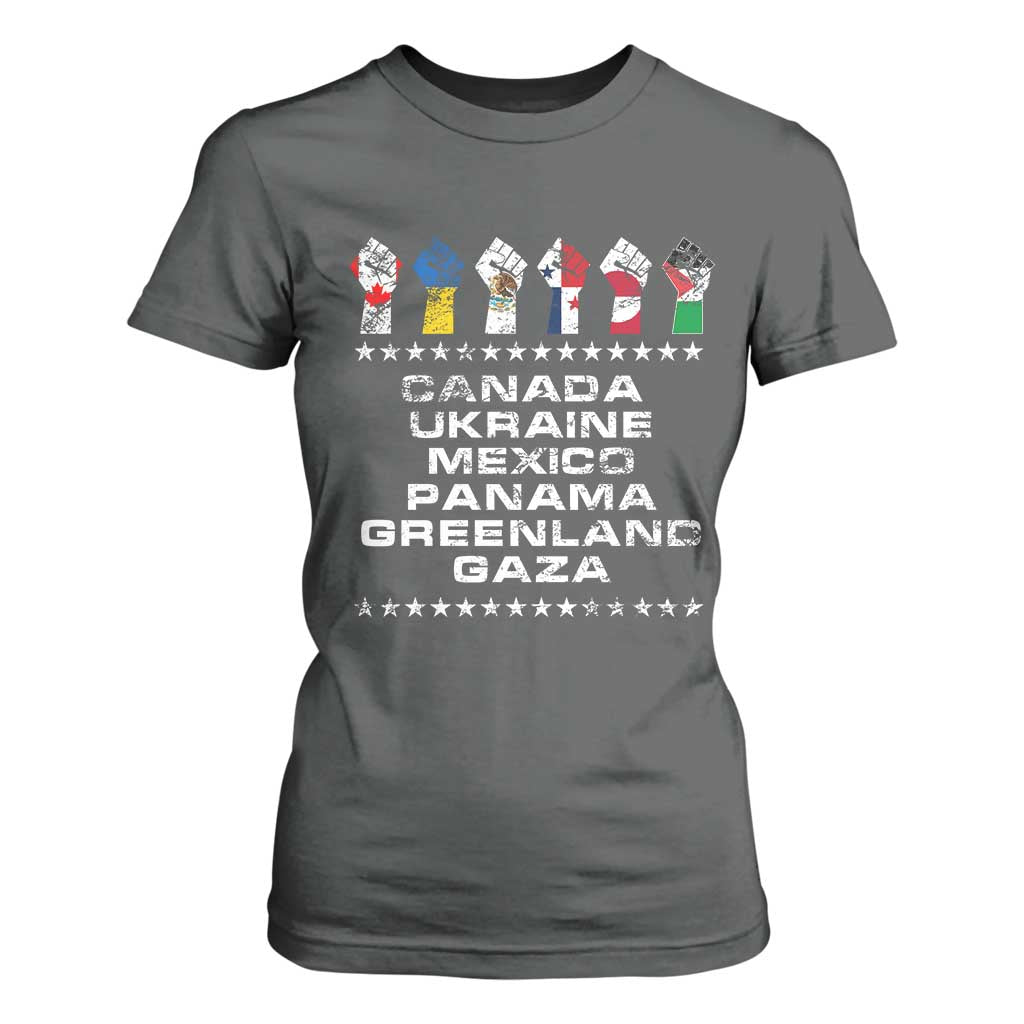 Canada Greenland Mexico Panama Gaza Ukraine Pride T Shirt For Women Hand Fist TS11 Dark Heather Print Your Wear
