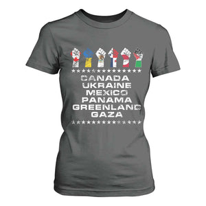 Canada Greenland Mexico Panama Gaza Ukraine Pride T Shirt For Women Hand Fist TS11 Dark Heather Print Your Wear