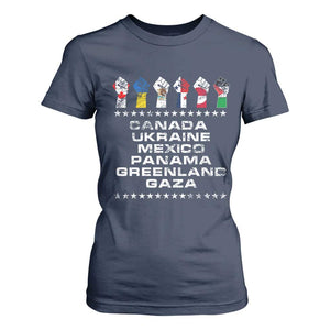 Canada Greenland Mexico Panama Gaza Ukraine Pride T Shirt For Women Hand Fist TS11 Navy Print Your Wear