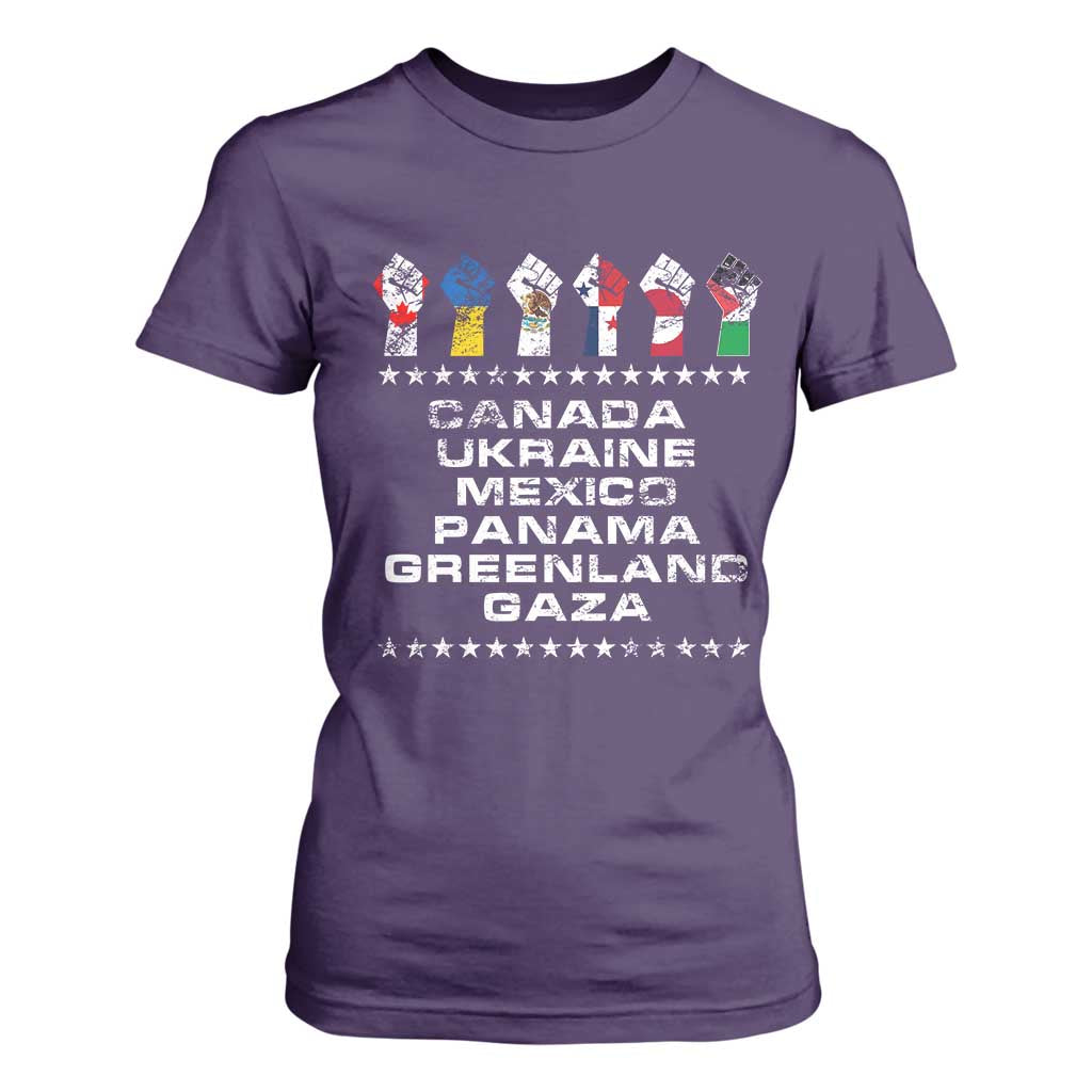 Canada Greenland Mexico Panama Gaza Ukraine Pride T Shirt For Women Hand Fist TS11 Purple Print Your Wear