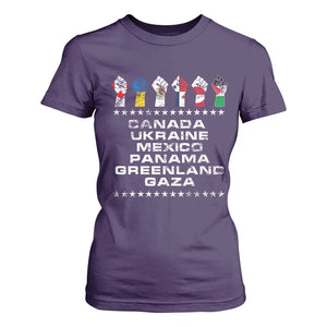 Canada Greenland Mexico Panama Gaza Ukraine Pride T Shirt For Women Hand Fist TS11 Purple Print Your Wear