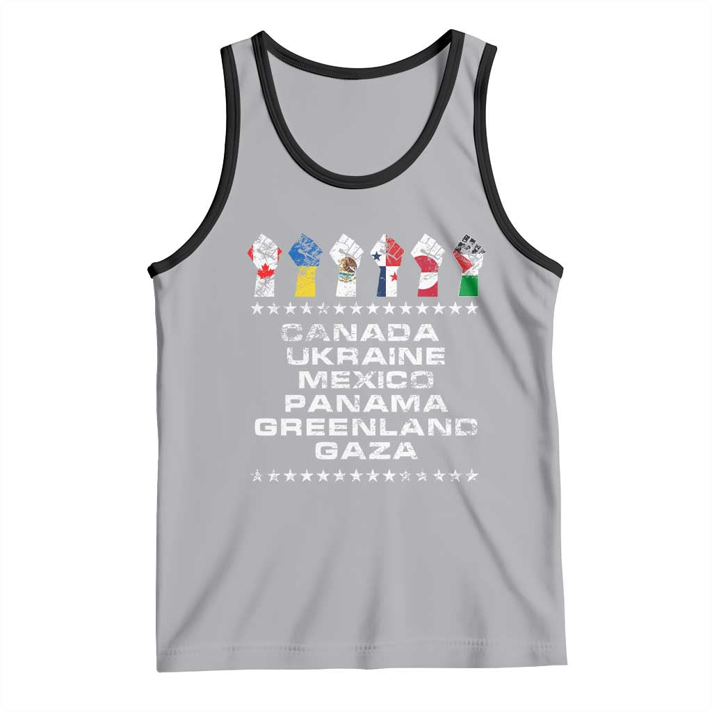 Canada Greenland Mexico Panama Gaza Ukraine Pride Tank Top Hand Fist TS11 Athletic Heather Black Print Your Wear