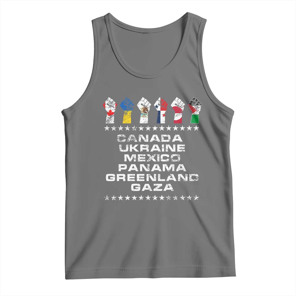 Canada Greenland Mexico Panama Gaza Ukraine Pride Tank Top Hand Fist TS11 Black Heather Print Your Wear
