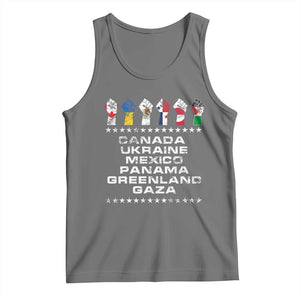 Canada Greenland Mexico Panama Gaza Ukraine Pride Tank Top Hand Fist TS11 Black Heather Print Your Wear