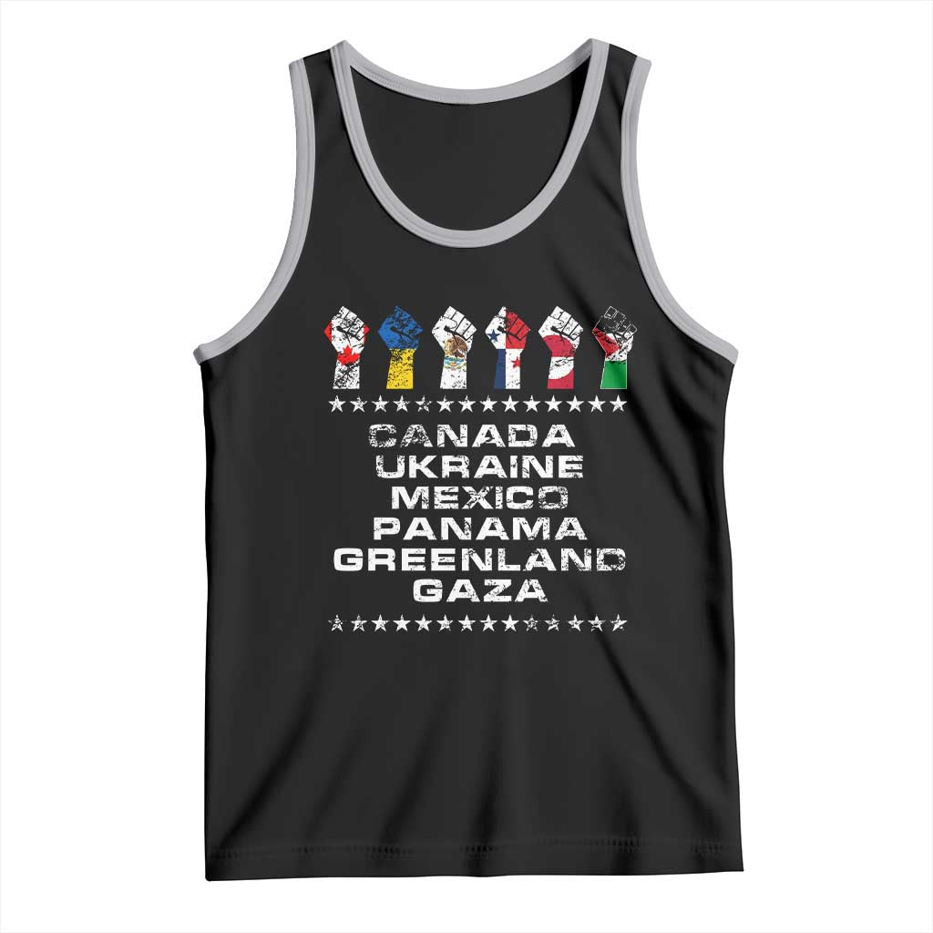 Canada Greenland Mexico Panama Gaza Ukraine Pride Tank Top Hand Fist TS11 Black Athletic Heather Print Your Wear
