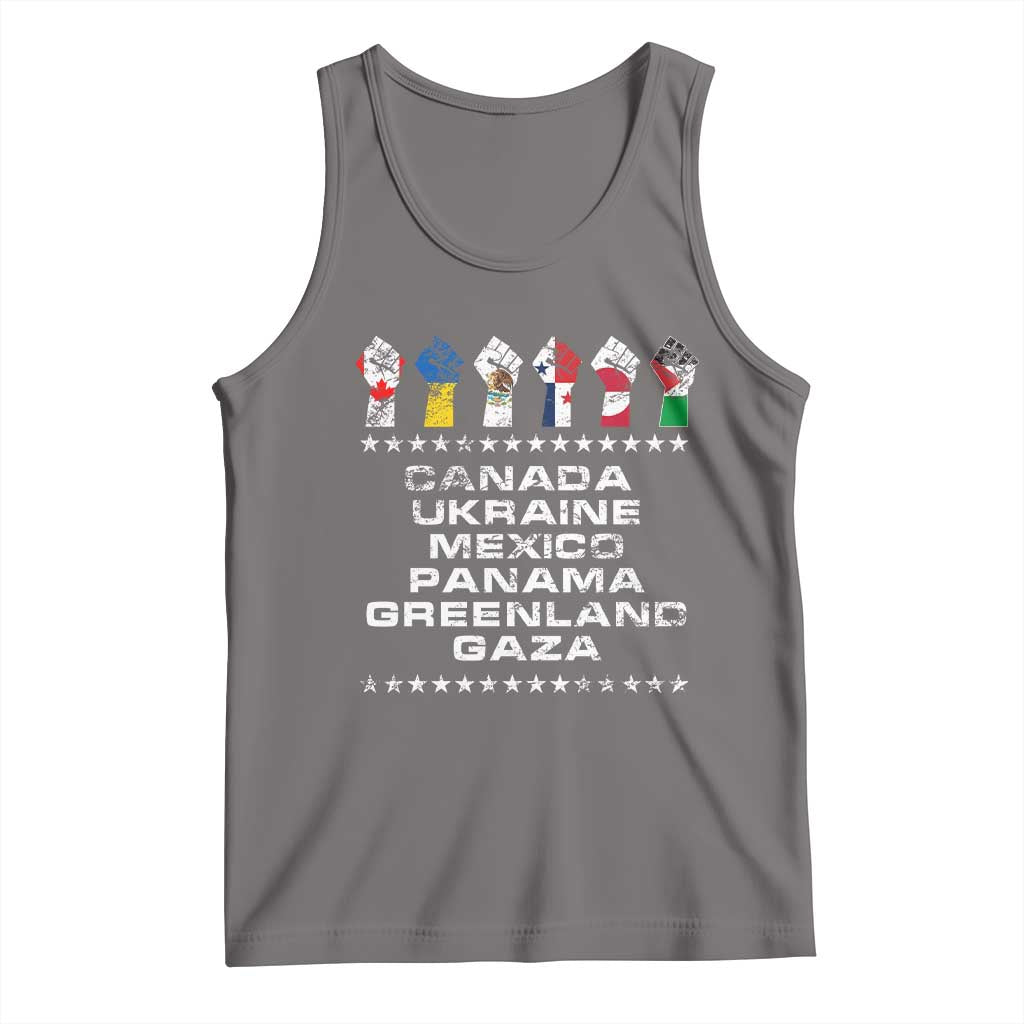 Canada Greenland Mexico Panama Gaza Ukraine Pride Tank Top Hand Fist TS11 Deep Heather Print Your Wear