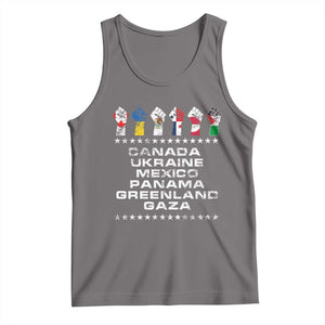 Canada Greenland Mexico Panama Gaza Ukraine Pride Tank Top Hand Fist TS11 Deep Heather Print Your Wear