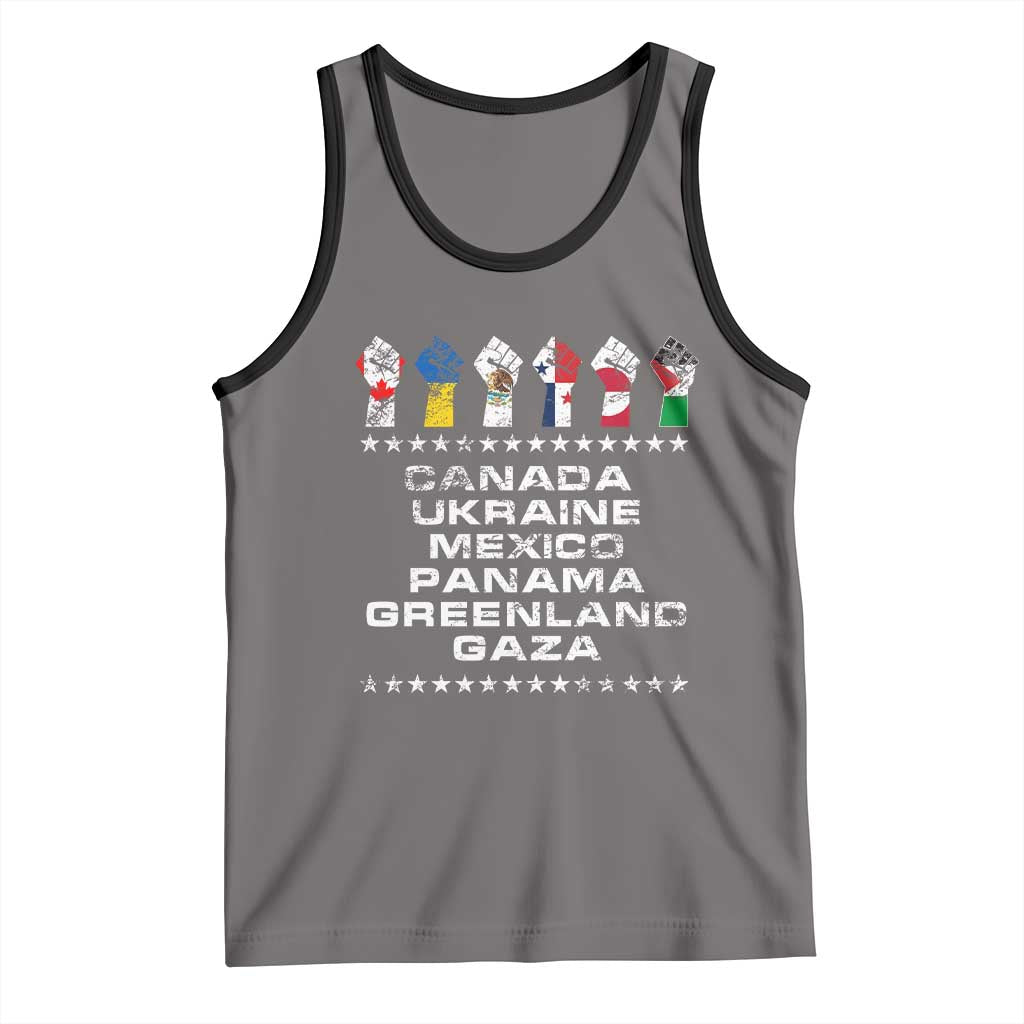 Canada Greenland Mexico Panama Gaza Ukraine Pride Tank Top Hand Fist TS11 Deep Heather Black Print Your Wear
