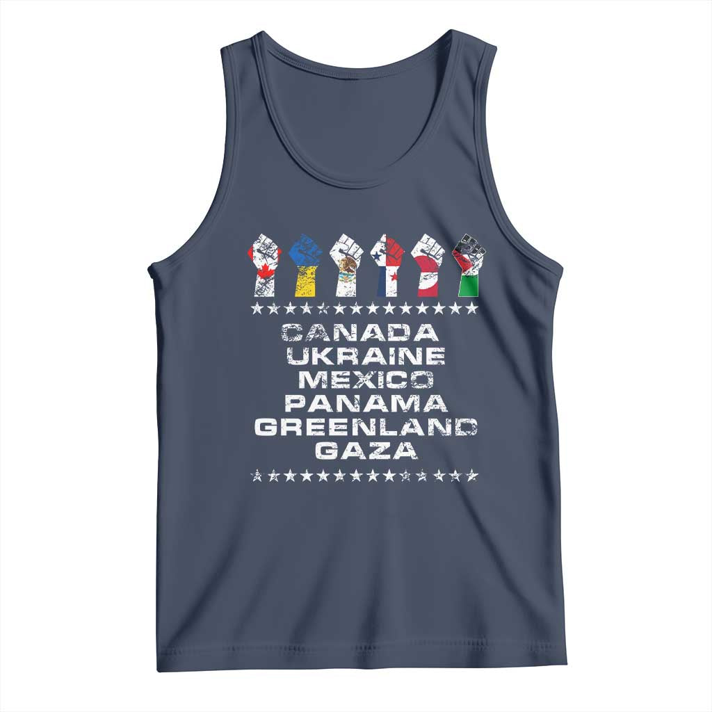 Canada Greenland Mexico Panama Gaza Ukraine Pride Tank Top Hand Fist TS11 Navy Print Your Wear