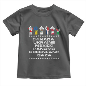 Canada Greenland Mexico Panama Gaza Ukraine Pride Toddler T Shirt Hand Fist TS11 Dark Heather Print Your Wear