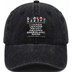 Canada Greenland Mexico Panama Gaza Ukraine Pride Washed Cotton Baseball Cap Hand Fist TS11 Print Your Wear