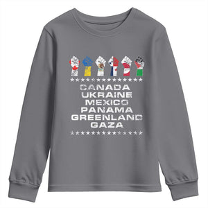 Canada Greenland Mexico Panama Gaza Ukraine Pride Youth Sweatshirt Hand Fist TS11 Charcoal Print Your Wear