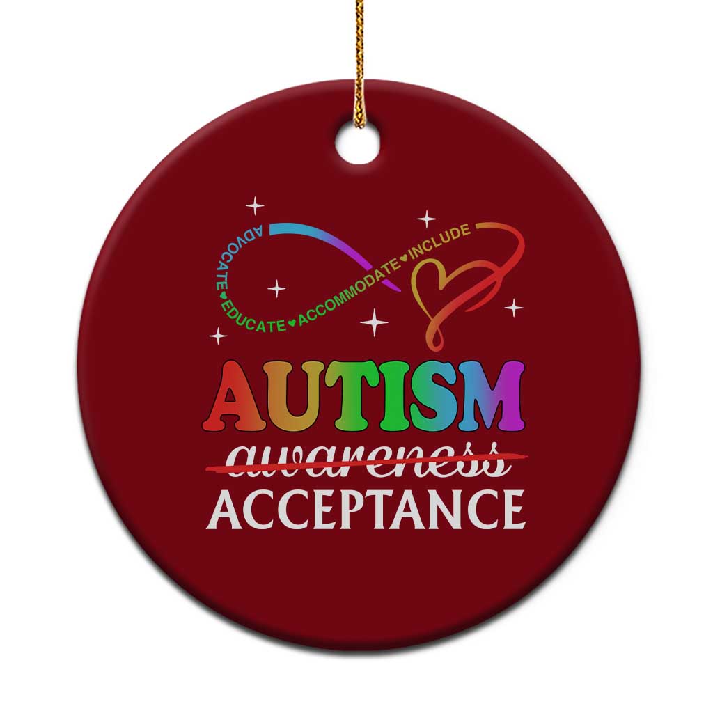 Autism Awareness Acceptance Ceramic Ornament Advocate Educate Accommodate Include Infinity Symbol TS11 1pc Red Print Your Wear