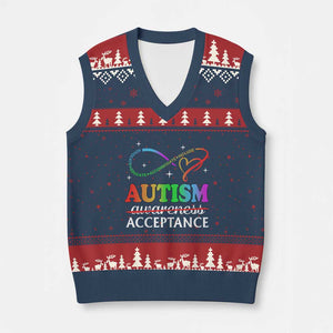 Autism Awareness Acceptance V-Neck Knit Sweater Vest Advocate Educate Accommodate Include Infinity Symbol TS11 Navy Red Print Your Wear
