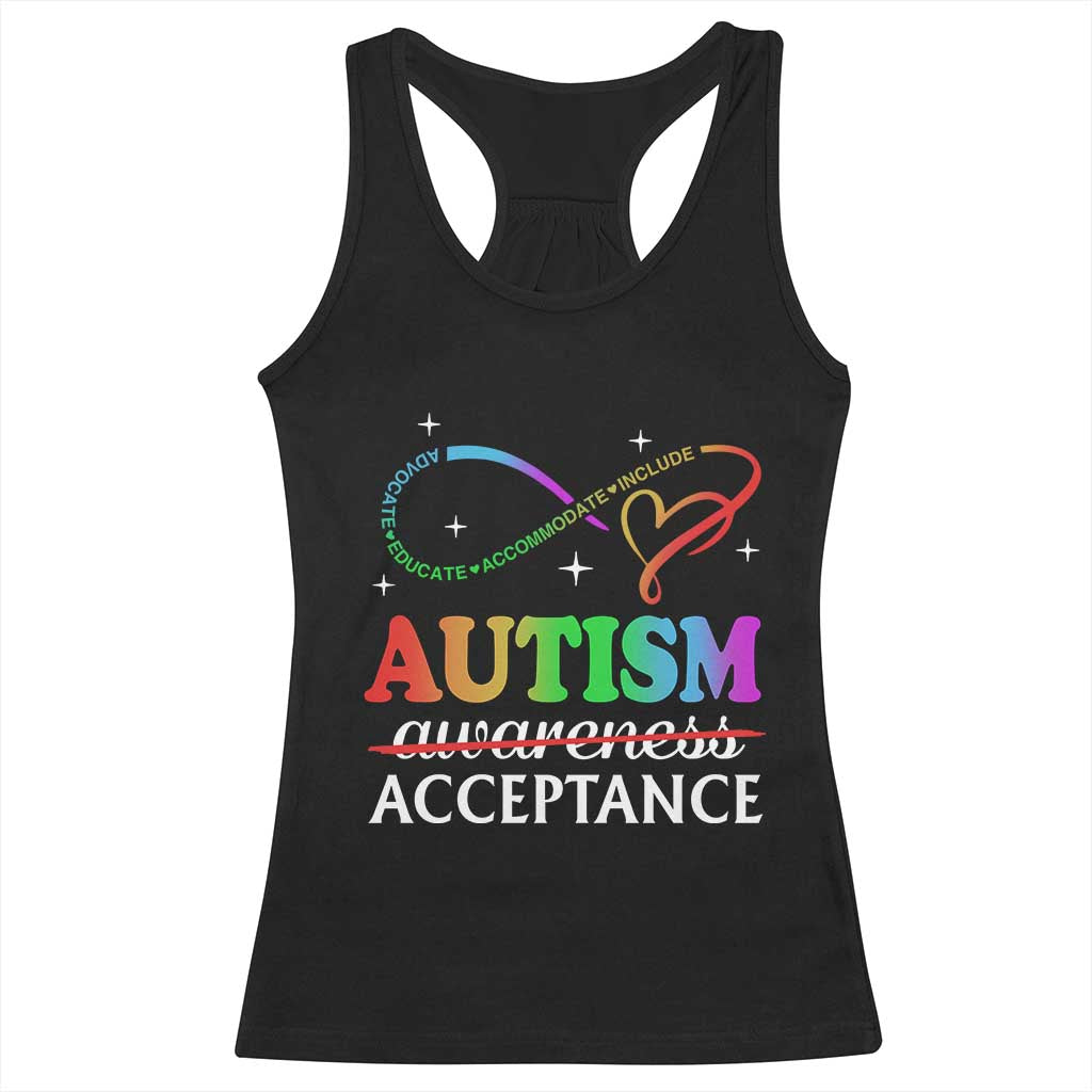 Autism Awareness Acceptance Racerback Tank Top Advocate Educate Accommodate Include Infinity Symbol TS11 Black Print Your Wear