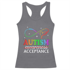 Autism Awareness Acceptance Racerback Tank Top Advocate Educate Accommodate Include Infinity Symbol TS11 Charcoal Print Your Wear